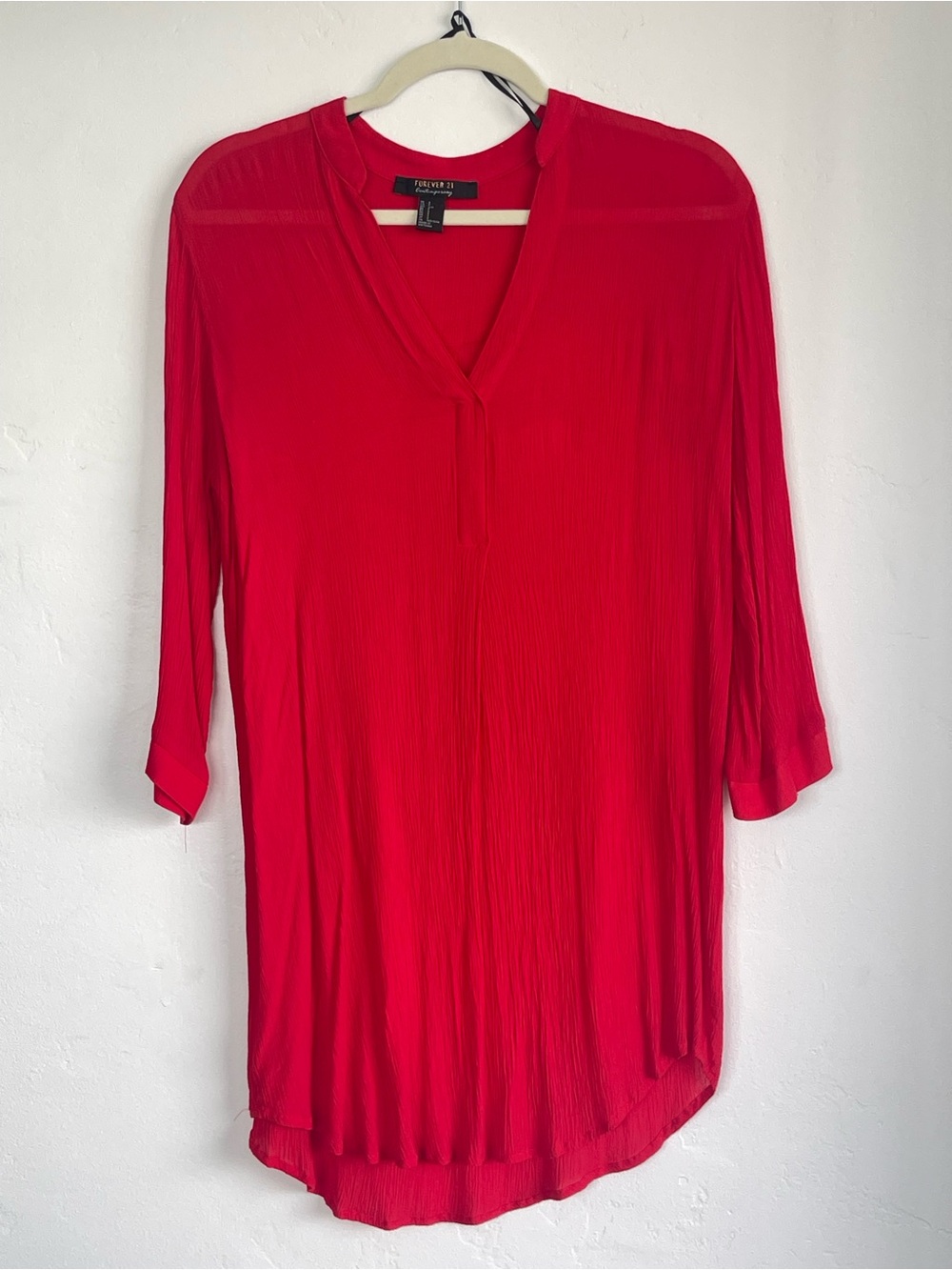 Forever 21 Bright Red V-Neck Women's Tunic Top